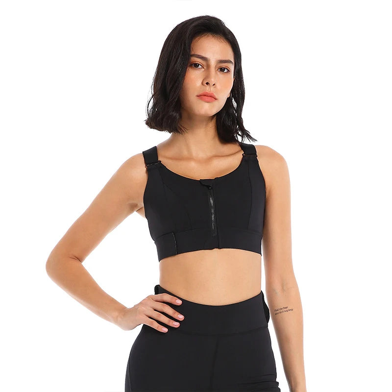 Zipper Front Closure Sport Bra