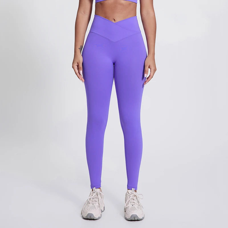 Women's Cross Waist Yoga Leggings No Front