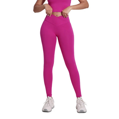 Crossover Waist Yoga Leggings Women