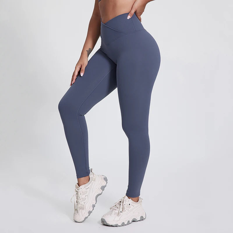 Women's Cross Waist Yoga Leggings No Front